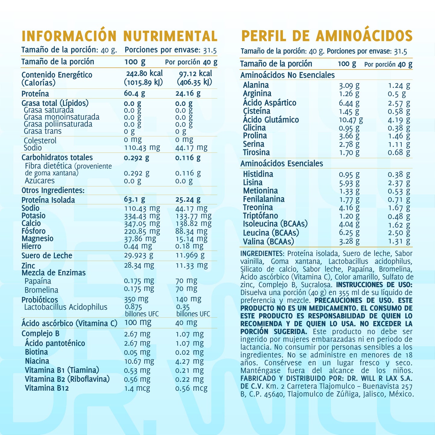 Proteína Isolate Vainilla 1.26 kg