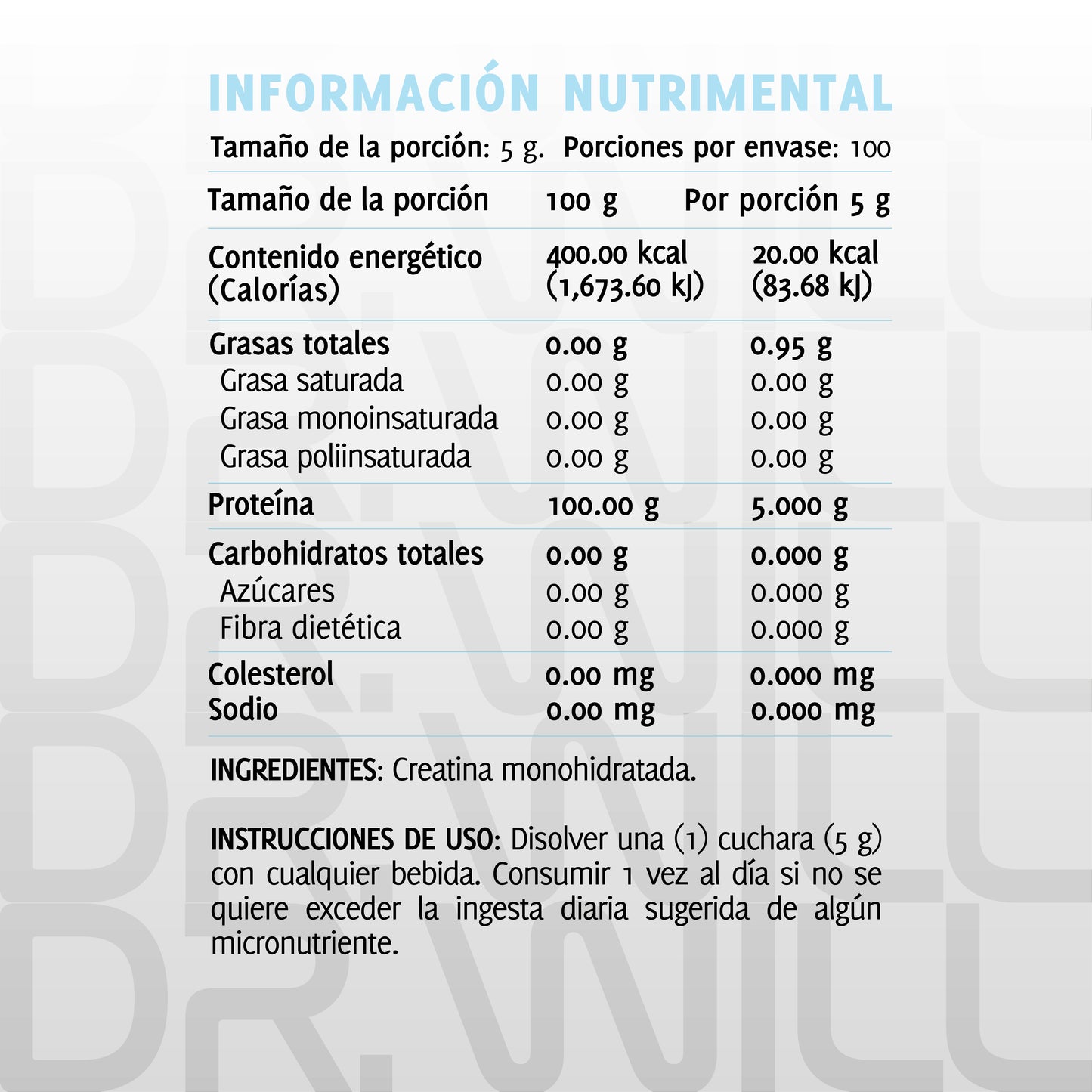 Creatina Monohidratada de Alta Pureza 500 g