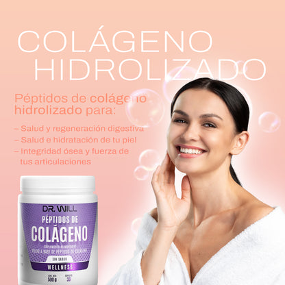 Péptidos de Colágeno Hidrolizado + Ácido Hialurónico + Biotina en polvo 500 g
