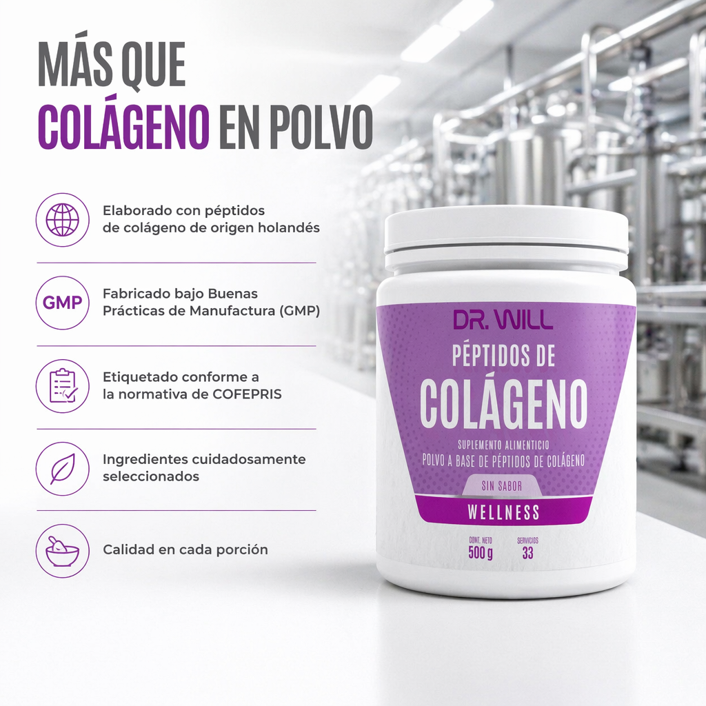 Péptidos de Colágeno Hidrolizado + Ácido Hialurónico + Biotina en polvo 500 g