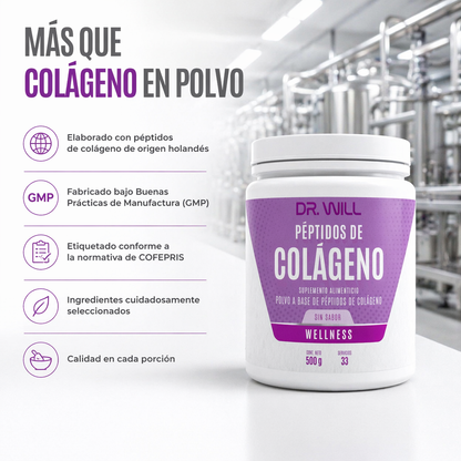 Péptidos de Colágeno Hidrolizado + Ácido Hialurónico + Biotina en polvo 500 g