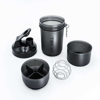 Shaker 12 Negro oz + Pastillero + Porta Scoop