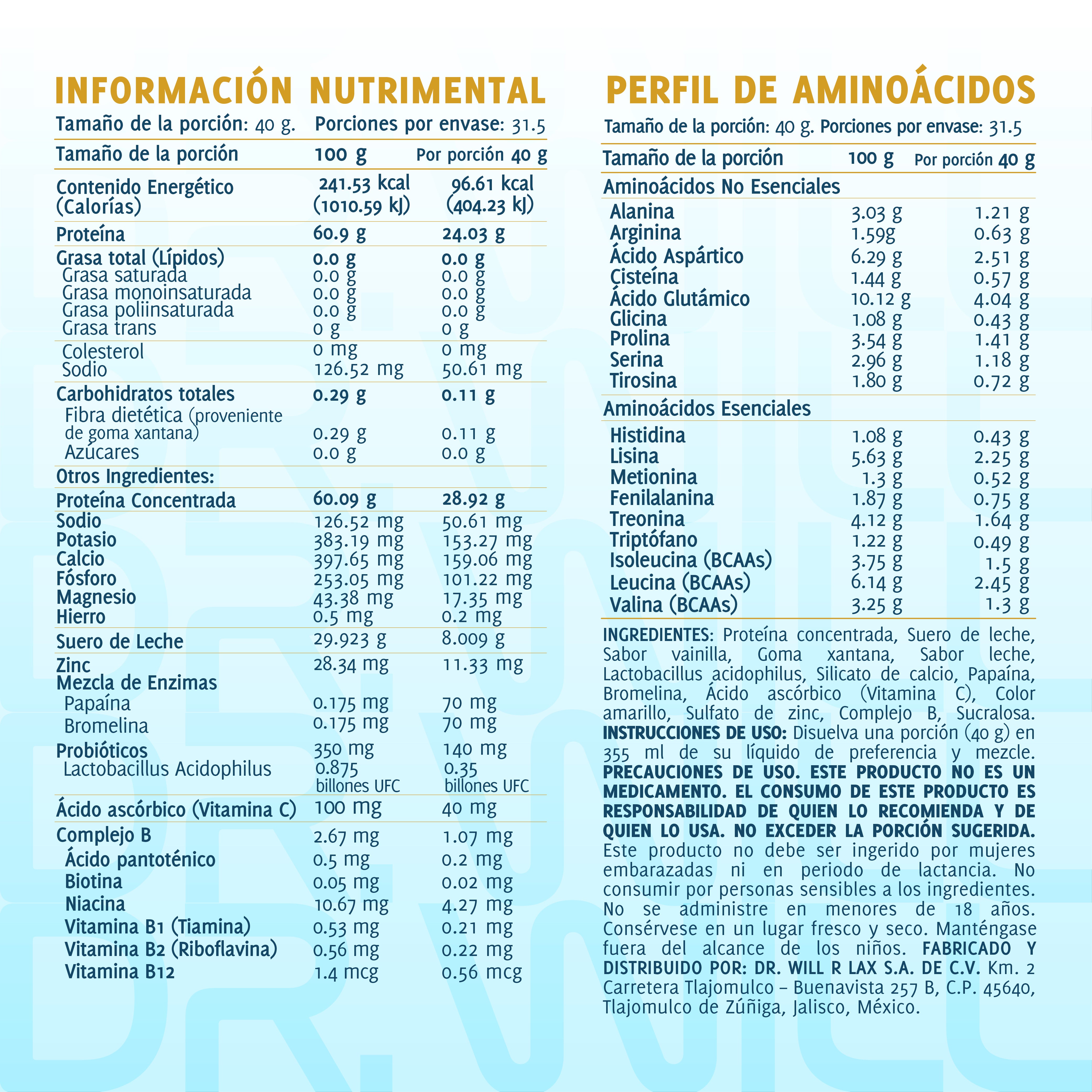 Proteína Whey Vainilla 1.26 kg