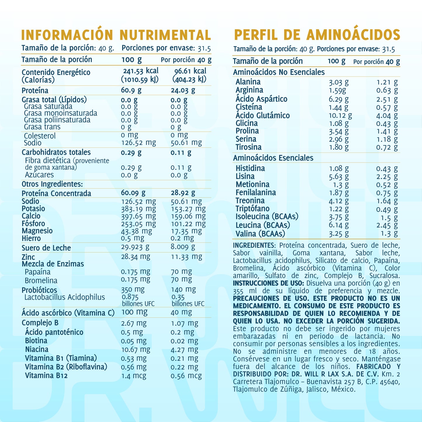 Proteína Whey Vainilla 1.26 kg